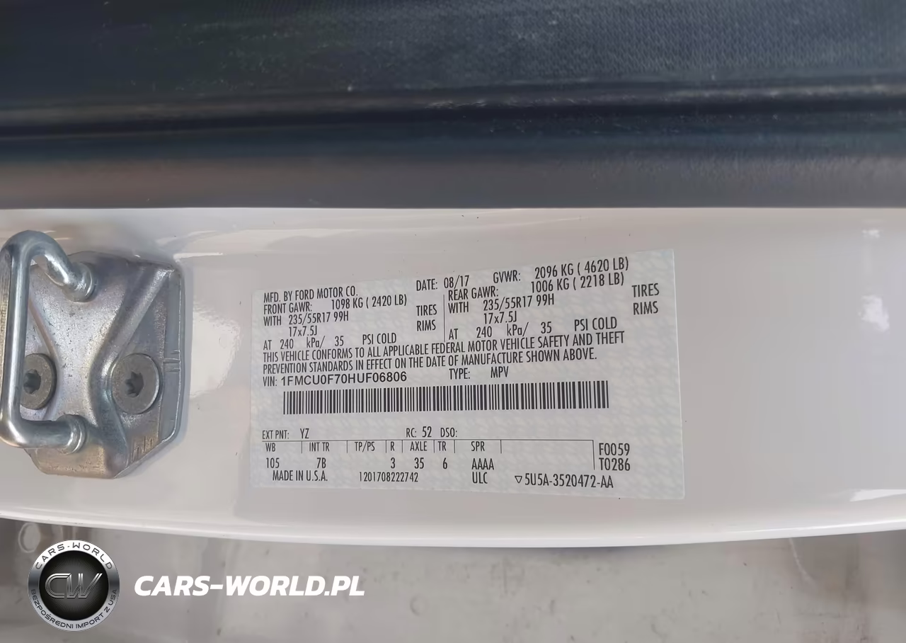 2017 Ford Escape S VIN:1FMCU0F70HUF06806 - 9