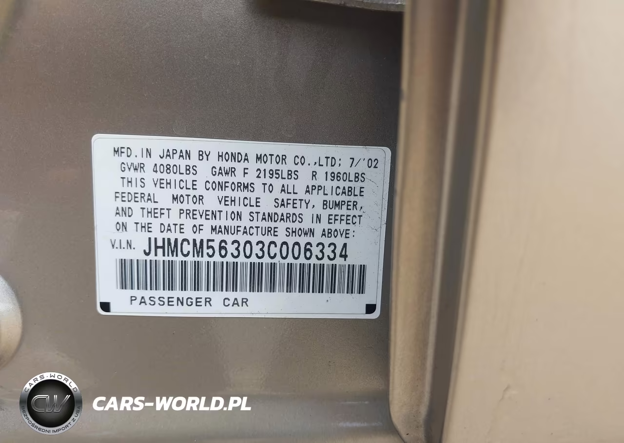 2003 Honda Accord 2.4 Lx VIN:JHMCM56303C006334 - 9