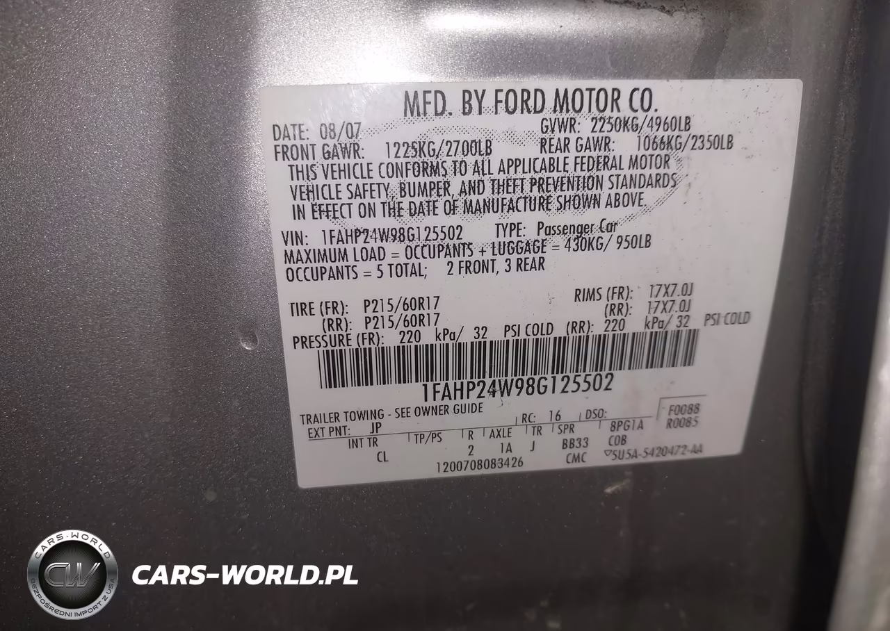 2008 Ford Taurus Sel VIN:1FAHP24W98G125502 - 9