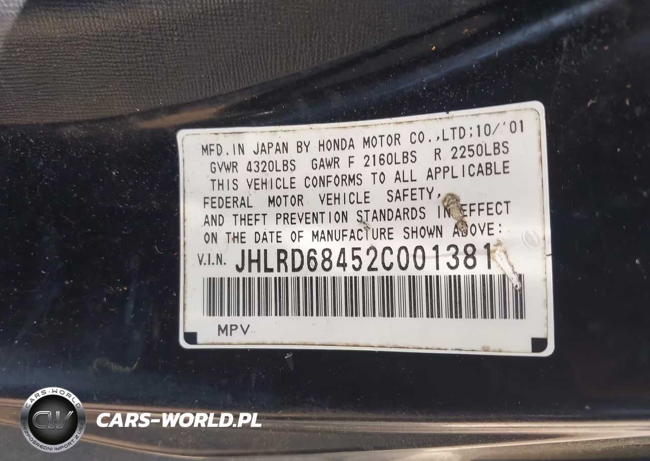 2002 Honda Cr-V Lx VIN:JHLRD68452C001381 - 9