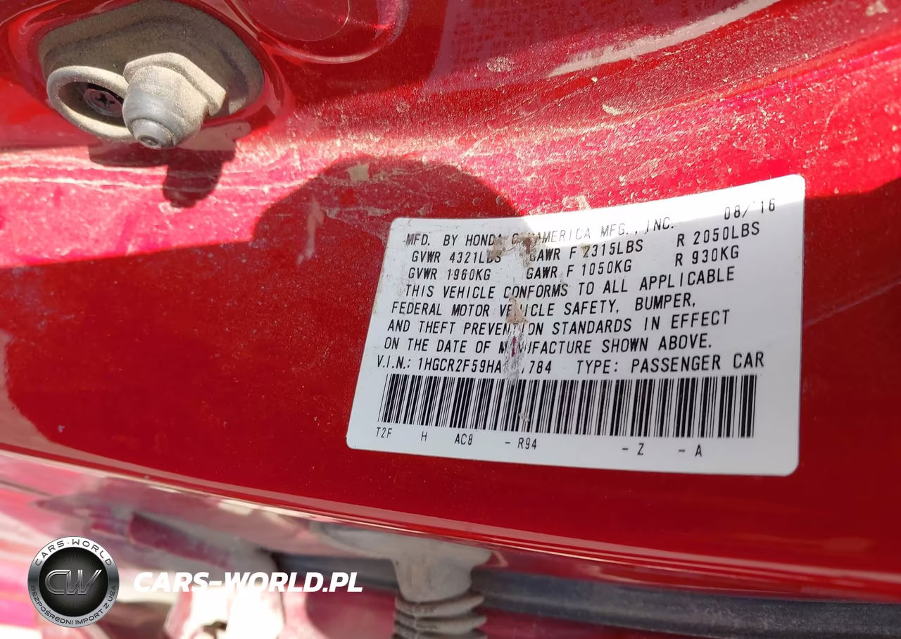 2017 Honda Accord Sport VIN:1HGCR2F59HA041784 - 9