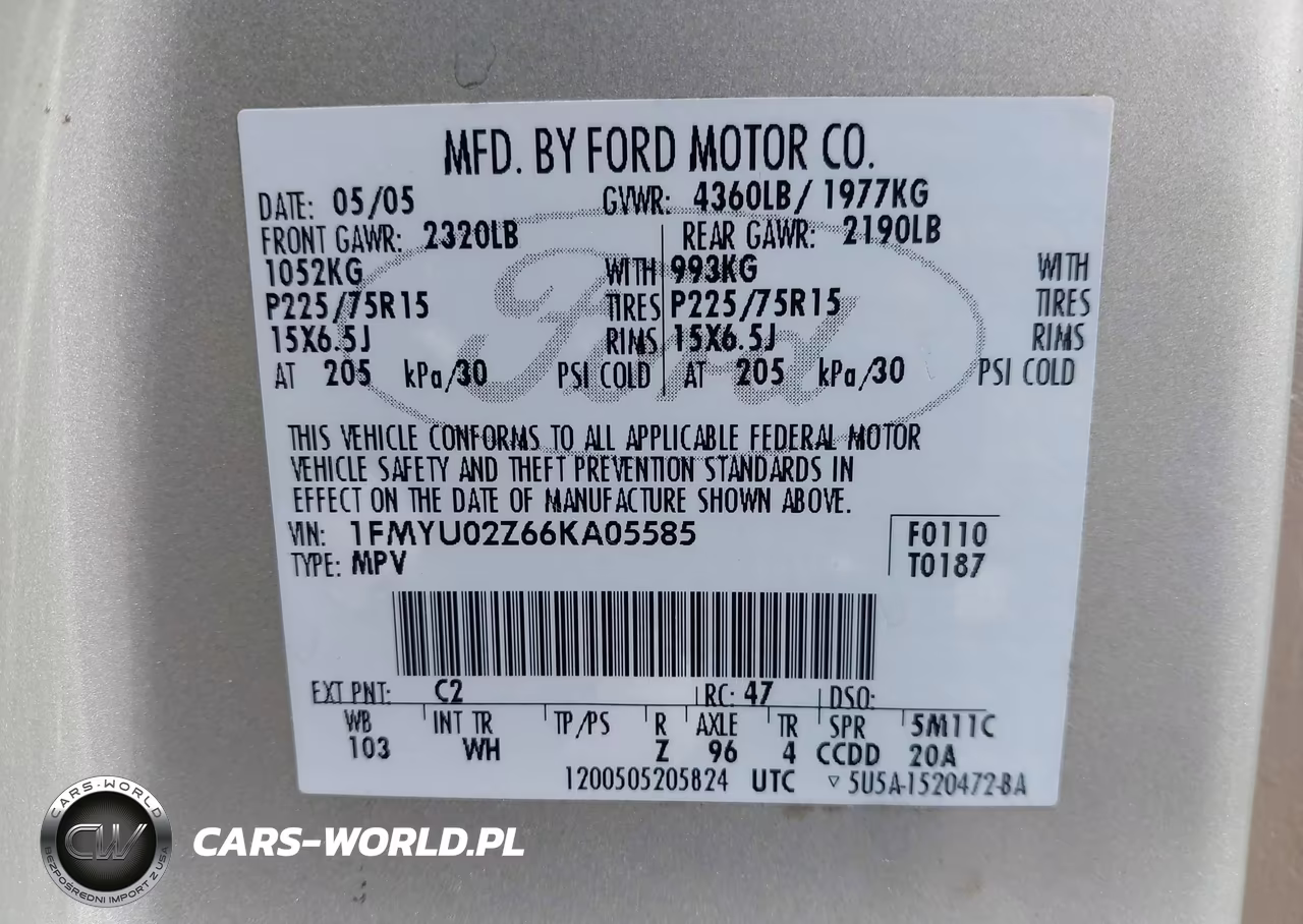2006 Ford Escape Xls-Xls Manual VIN:1FMYU02Z66KA05585 - 9