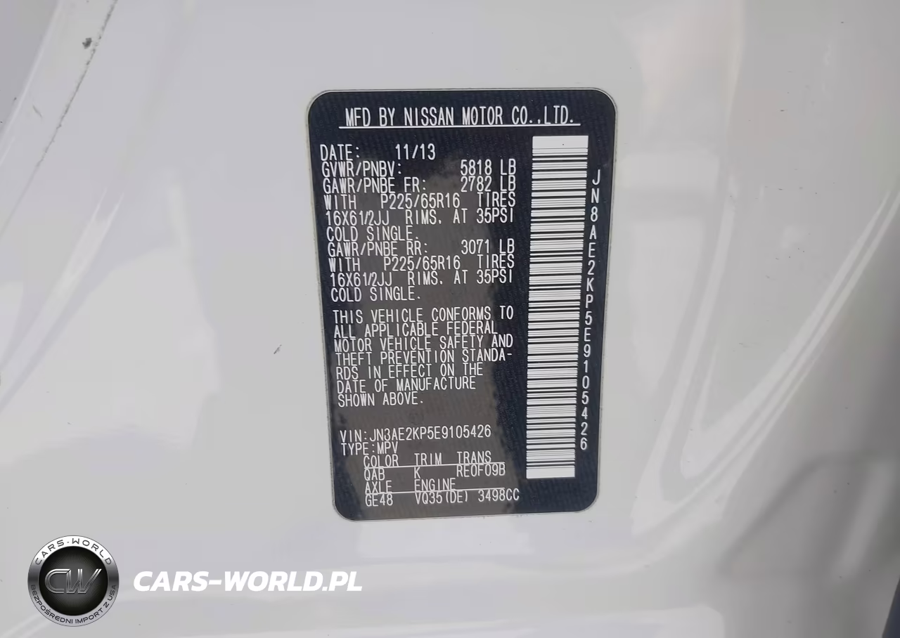 2014 Nissan Quest S VIN:JN8AE2KP5E9105426 - 9