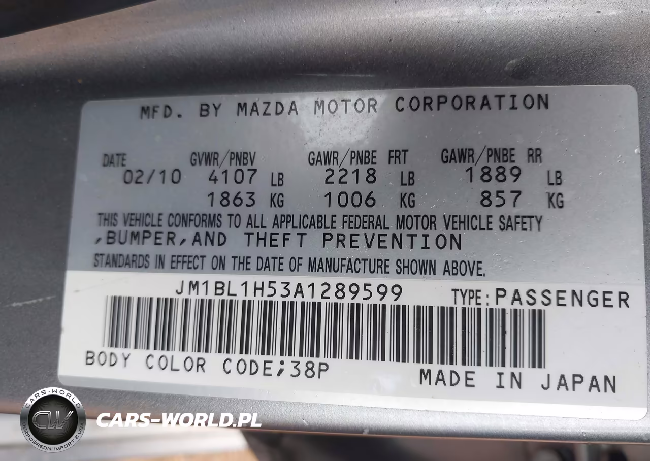 2010 Mazda Mazda3 S Sport VIN:JM1BL1H53A1289599 - 9