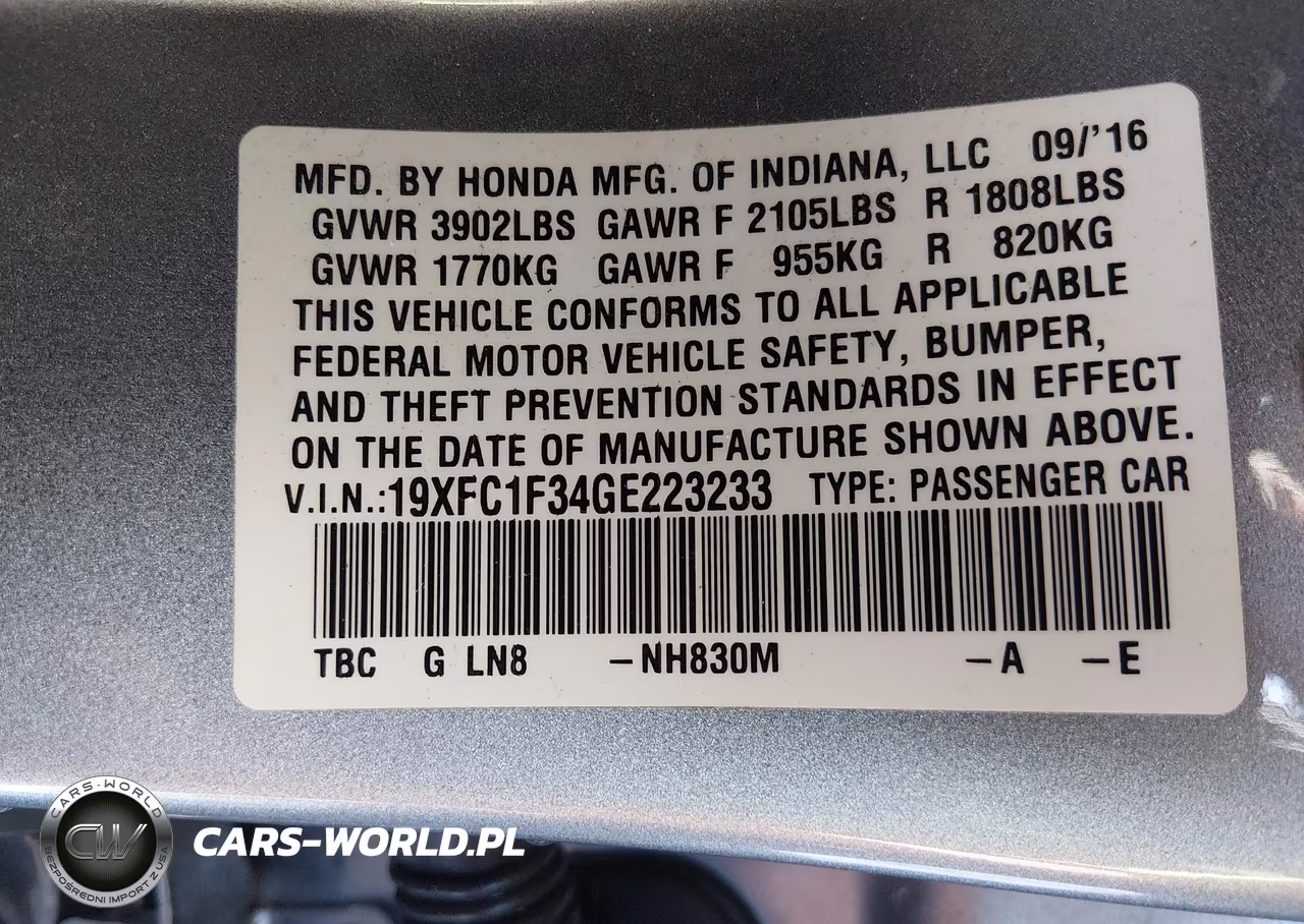 2016 Honda Civic Ex-T VIN:19XFC1F34GE223233 - 9