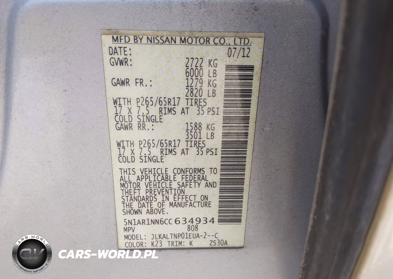 2012 Nissan Pathfinder Sv VIN:5N1AR1NN6CC634934 - 9