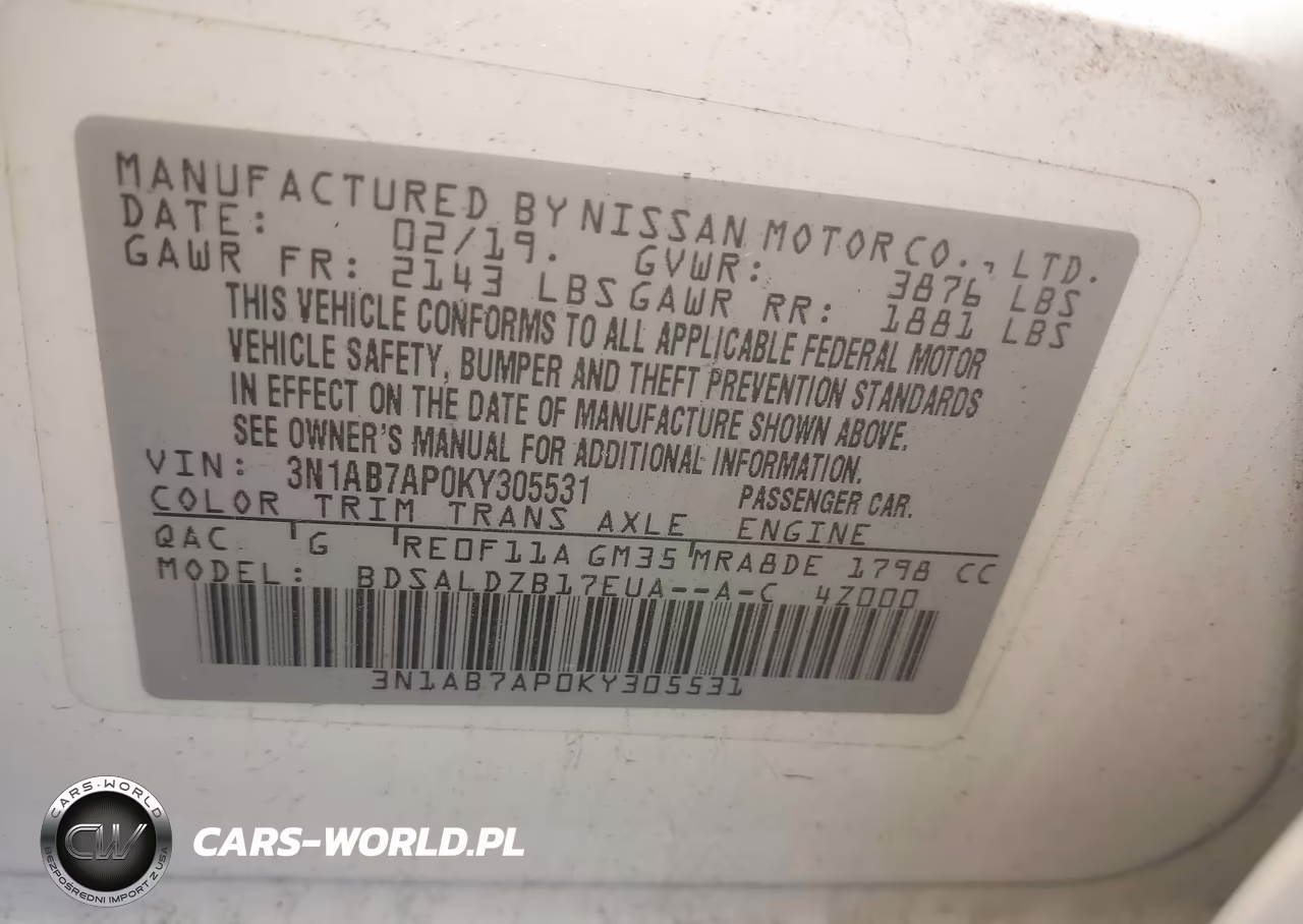 2019 Nissan Sentra Sv VIN:3N1AB7AP0KY305531 - 9