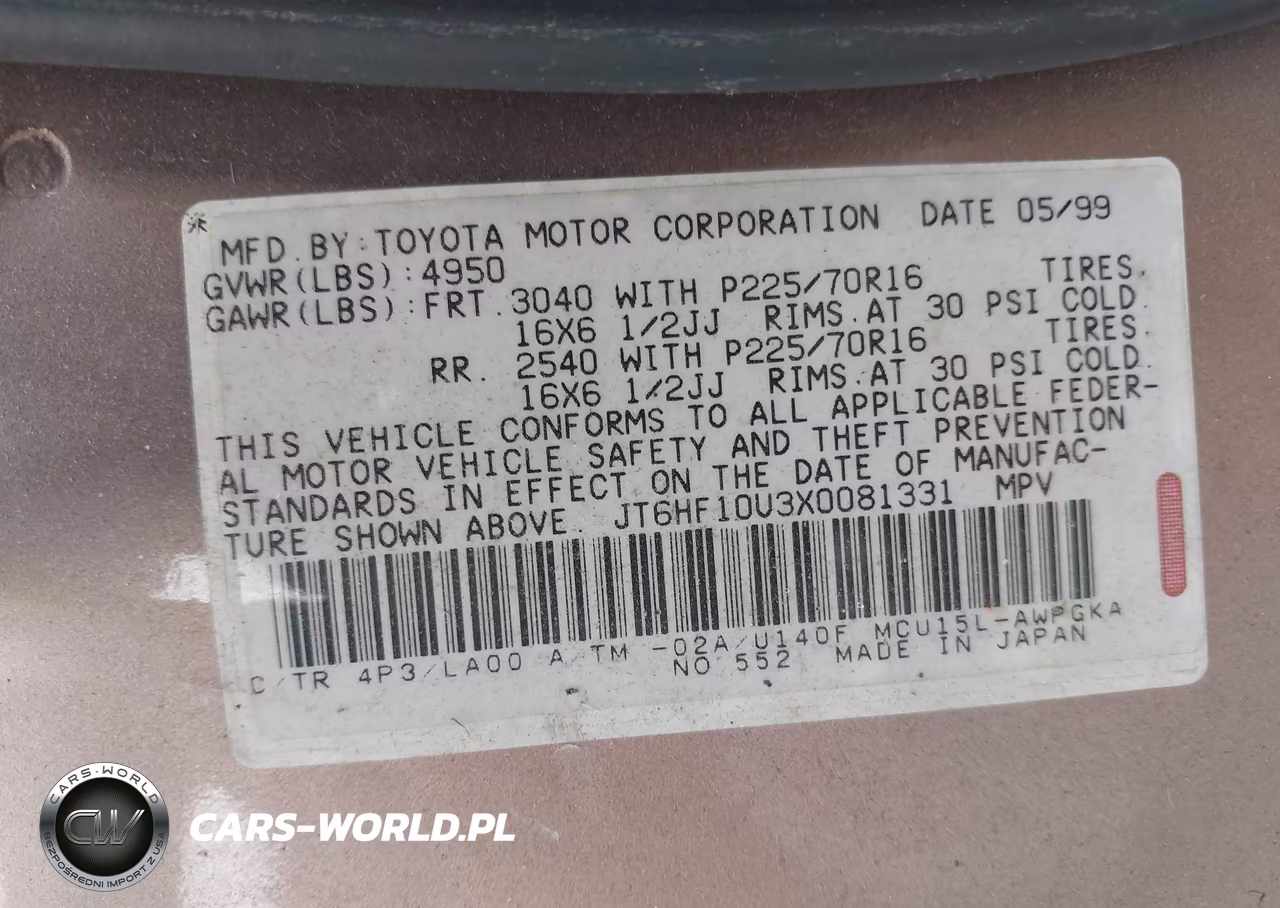 1999 Lexus Rx 300 VIN:JT6HF10U3X0081331 - 9