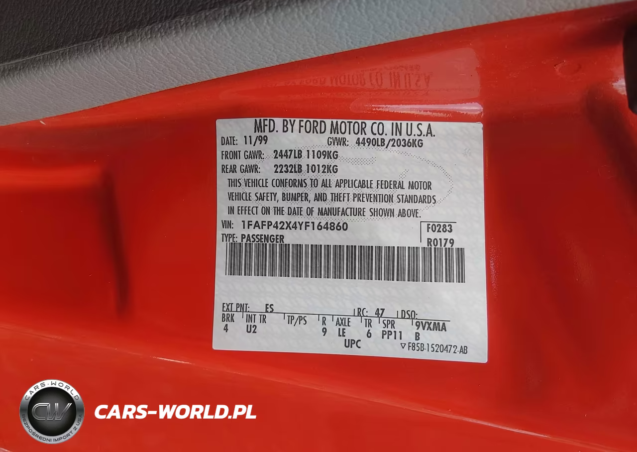 2000 Ford Mustang Gt VIN:1FAFP42X4YF164860 - 9