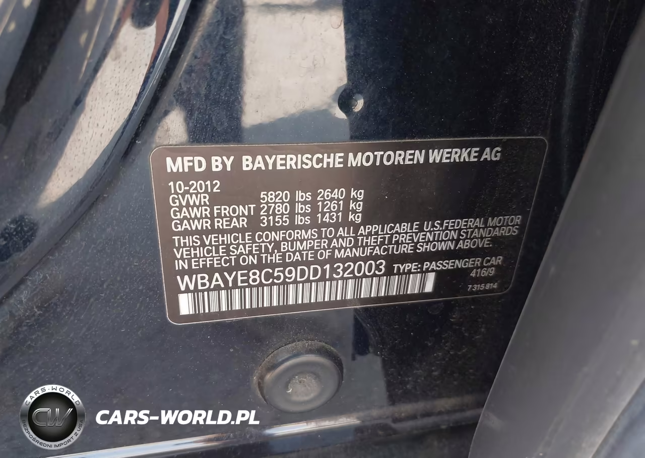 2013 BMW 750Li VIN:WBAYE8C59DD132003 - 9