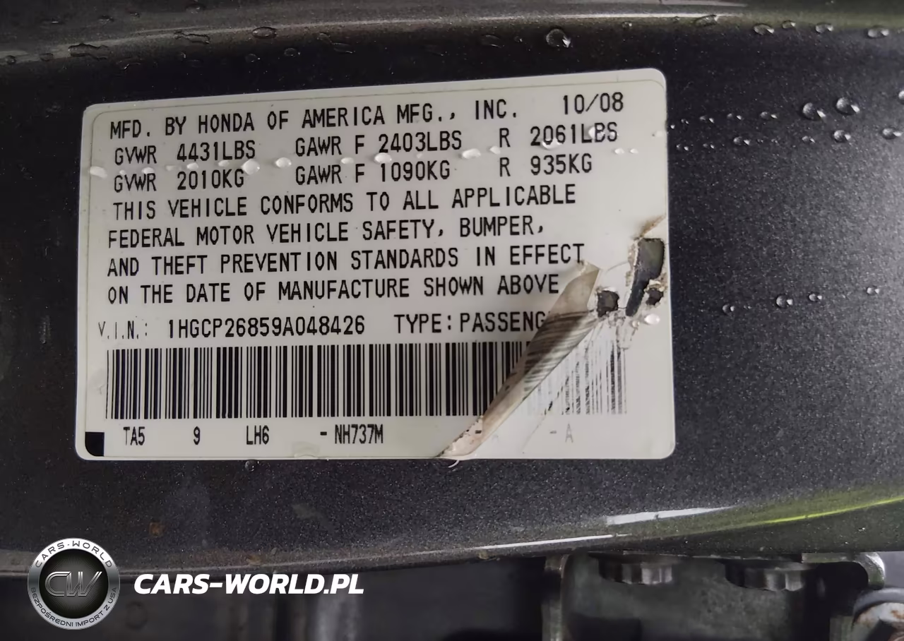 2009 Honda Accord 2.4 Ex-L VIN:1HGCP26859A048426 - 9