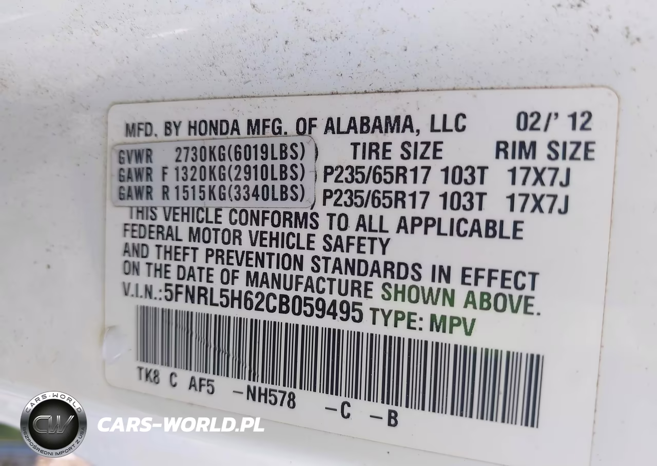 2012 Honda Odyssey Ex-L VIN:5FNRL5H62CB059495 - 9