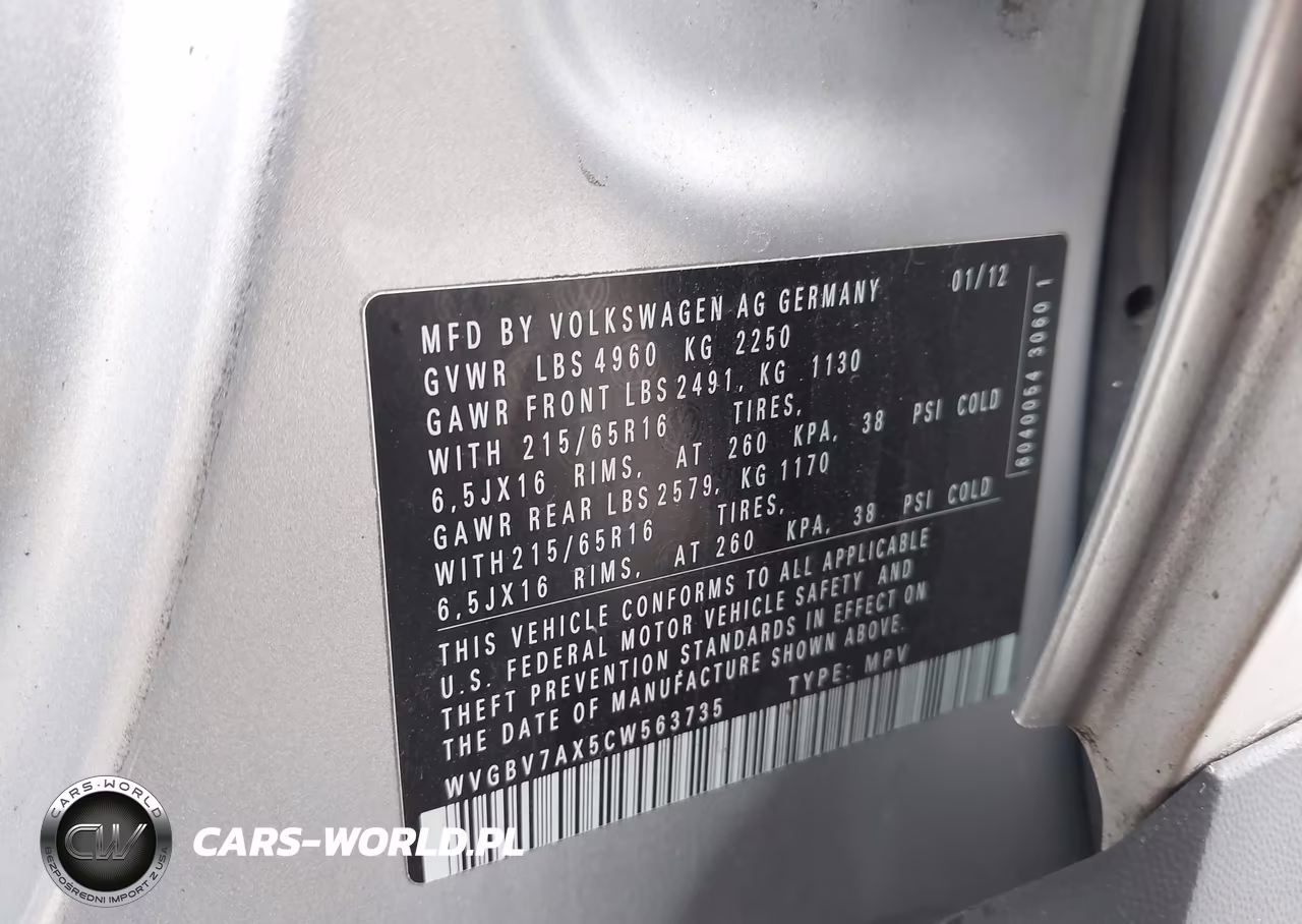 2012 Volkswagen Tiguan S VIN:WVGBV7AX5CW563735 - 9