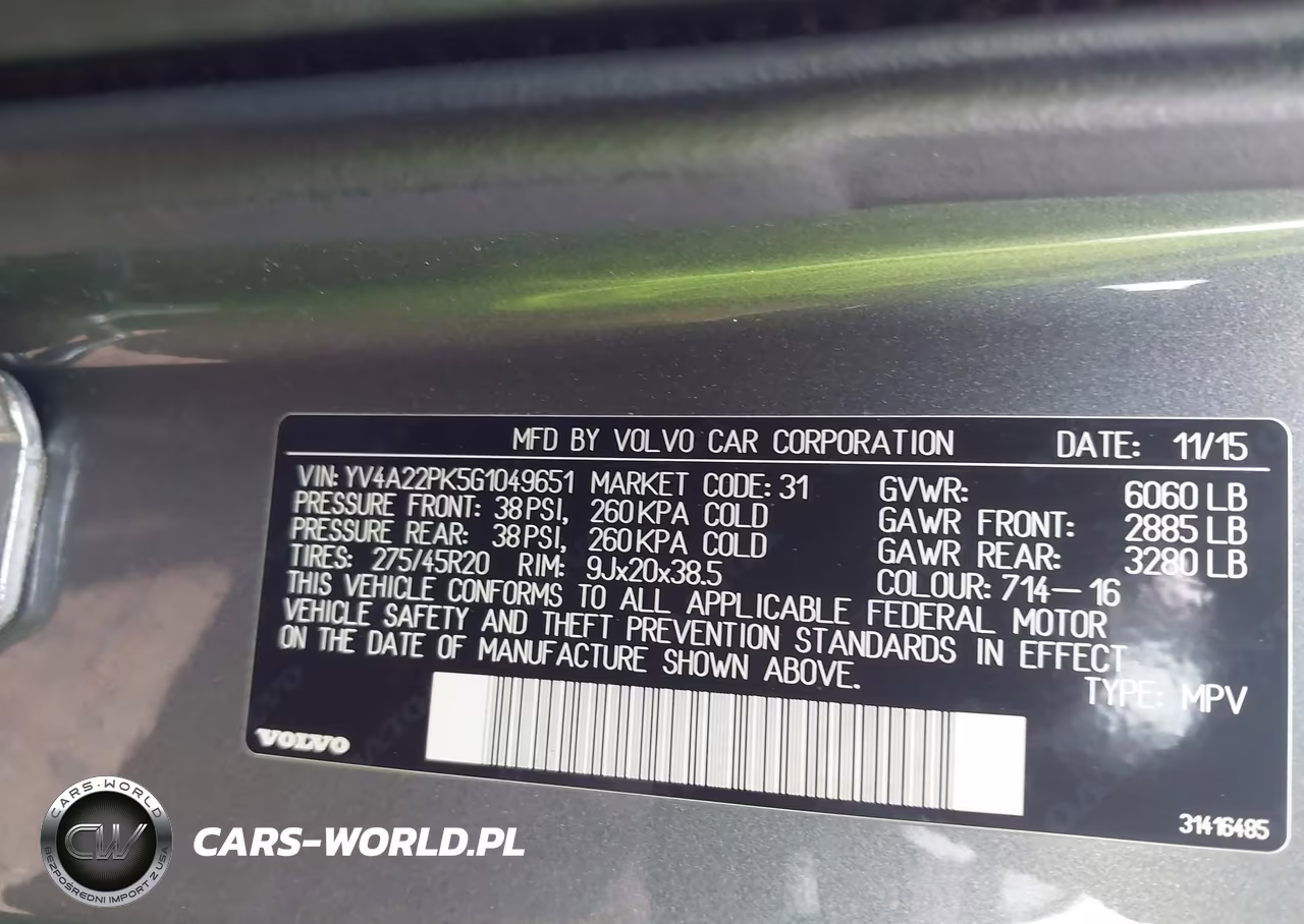 2016 Volvo Xc90 T6 Momentum VIN:YV4A22PK5G1049651 - 9