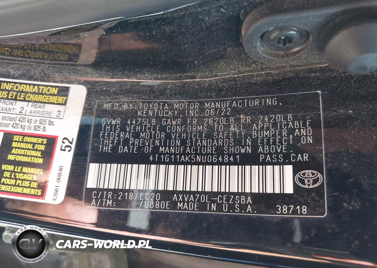 2022 Toyota Camry Se Nightshade Edition VIN:4T1G11AK5NU064841 - 9