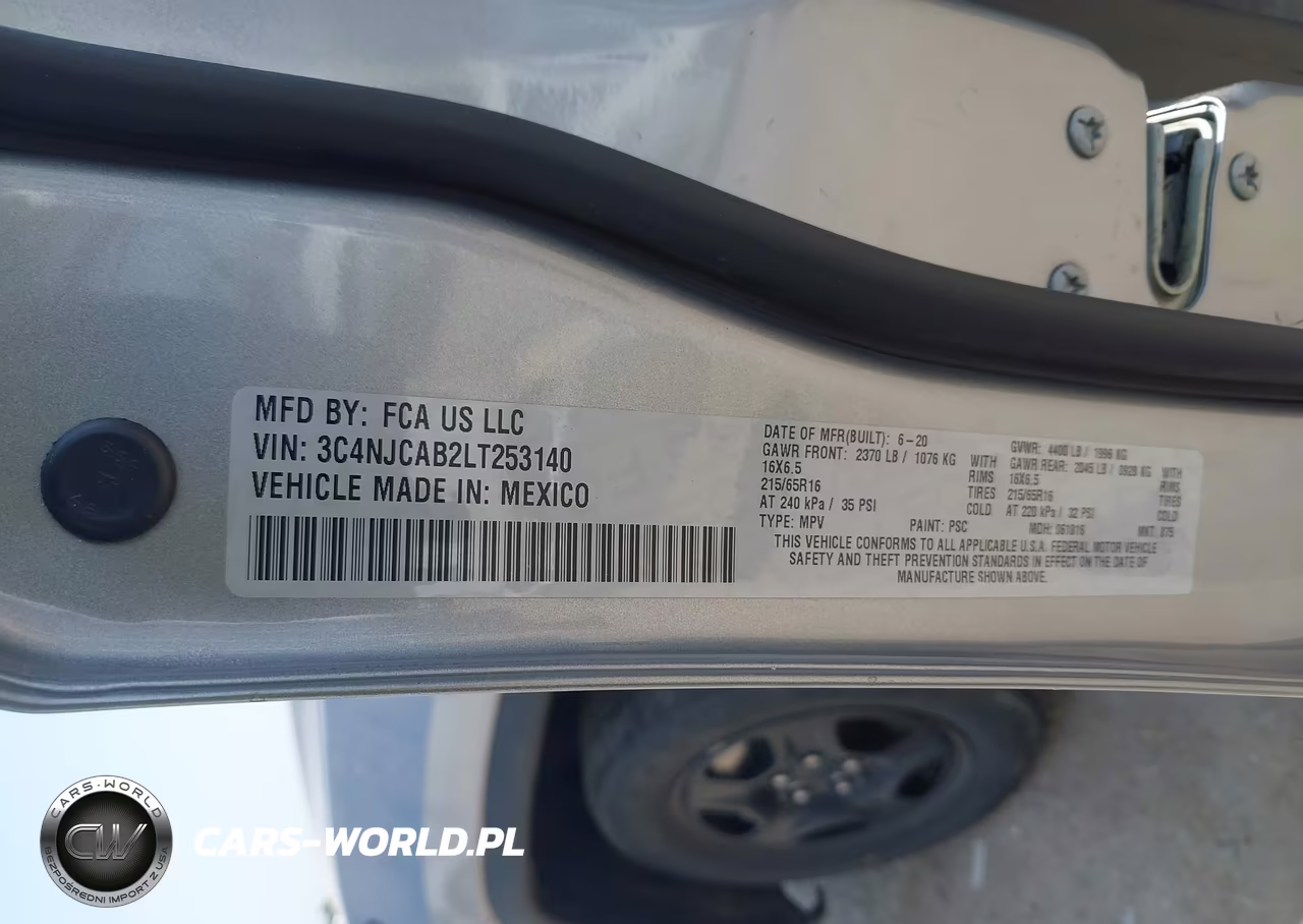 2020 Jeep Compass Sport Fwd VIN:3C4NJCAB2LT253140 - 9