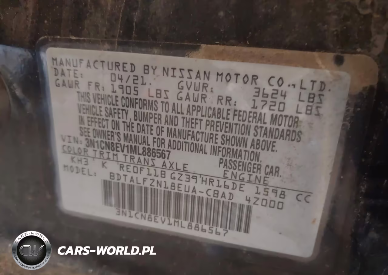 2021 Nissan Versa Sv Xtronic Cvt VIN:3N1CN8EV1ML886567 - 9