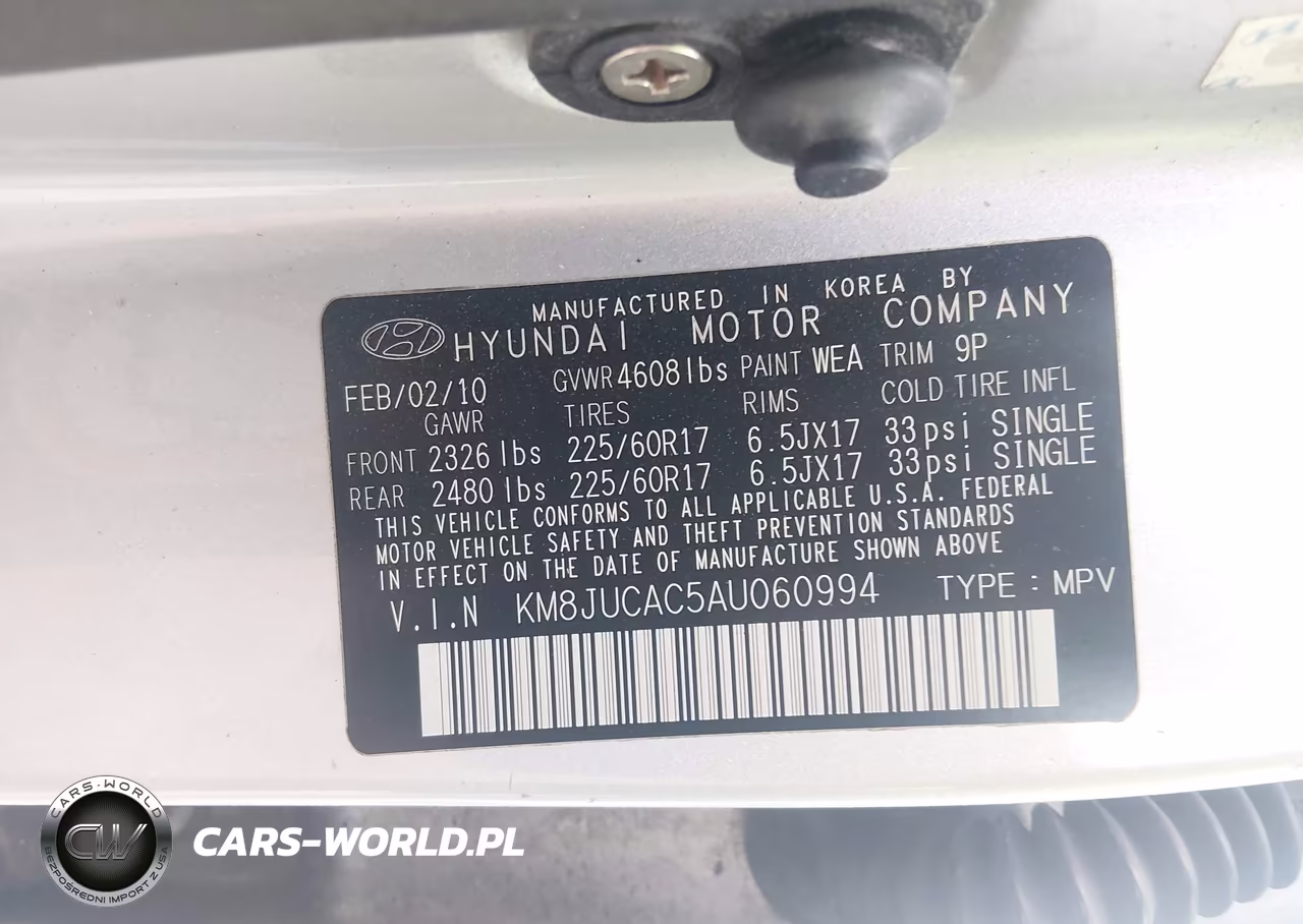 2010 Hyundai Tucson Gls VIN:KM8JUCAC5AU060994 - 9