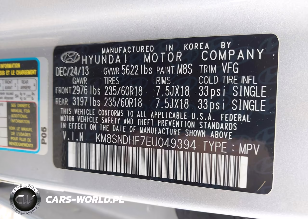 2014 Hyundai Santa Fe Limited VIN:KM8SNDHF7EU049394 - 9