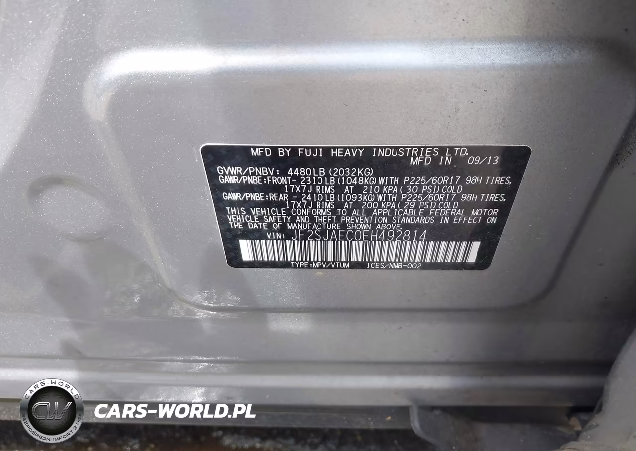2014 Subaru Forester 2.5I Premium VIN:JF2SJAEC0EH492814 - 9