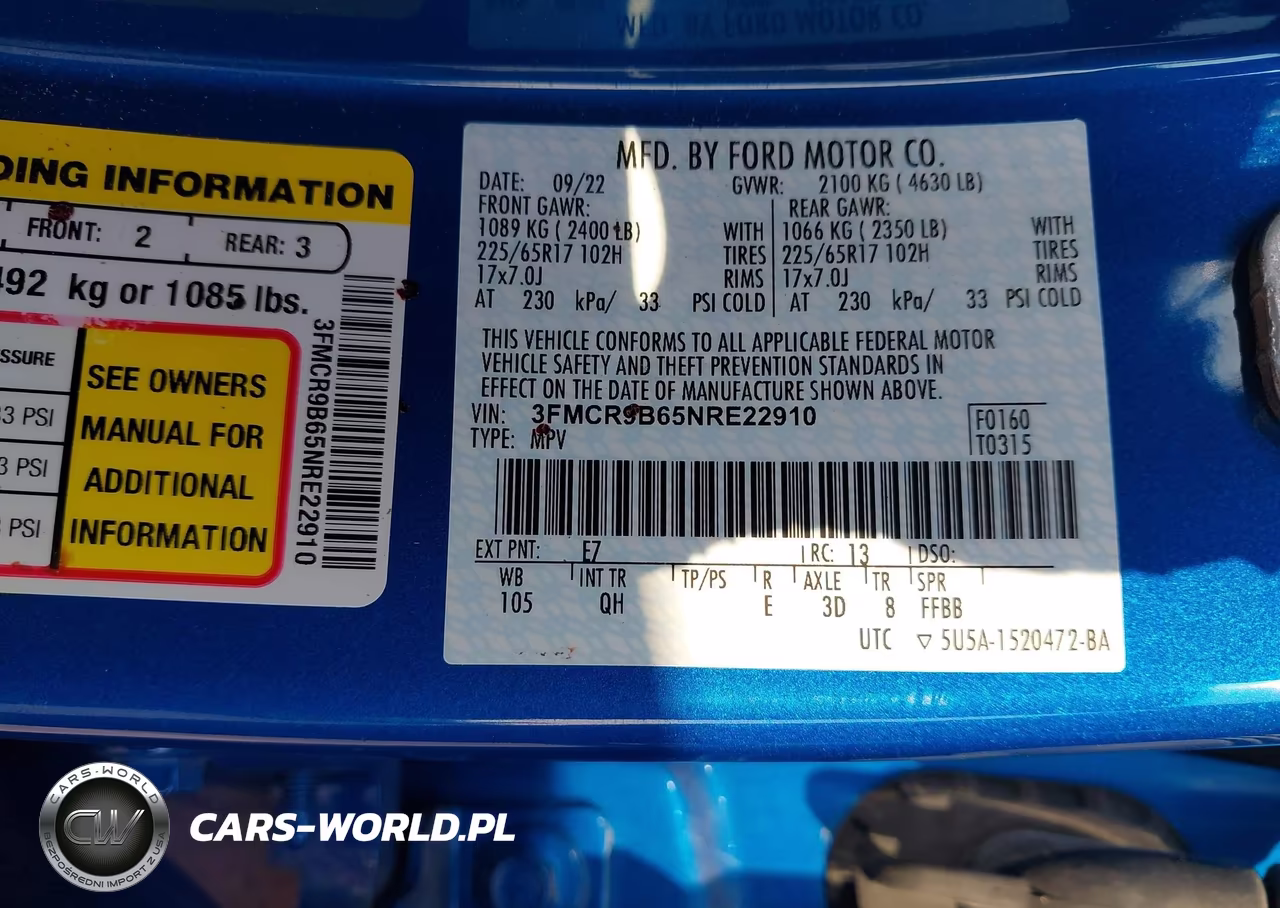 2022 Ford Bronco Sport Big Bend VIN:3FMCR9B65NRE22910 - 9