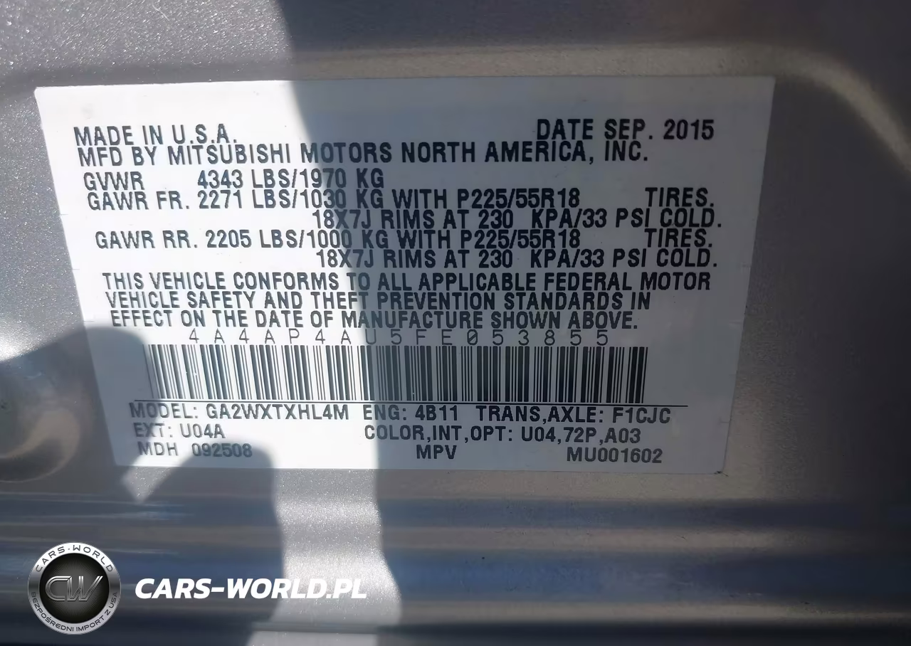 2015 Mitsubishi Outlander Sport Se VIN:4A4AP4AU5FE053855 - 9