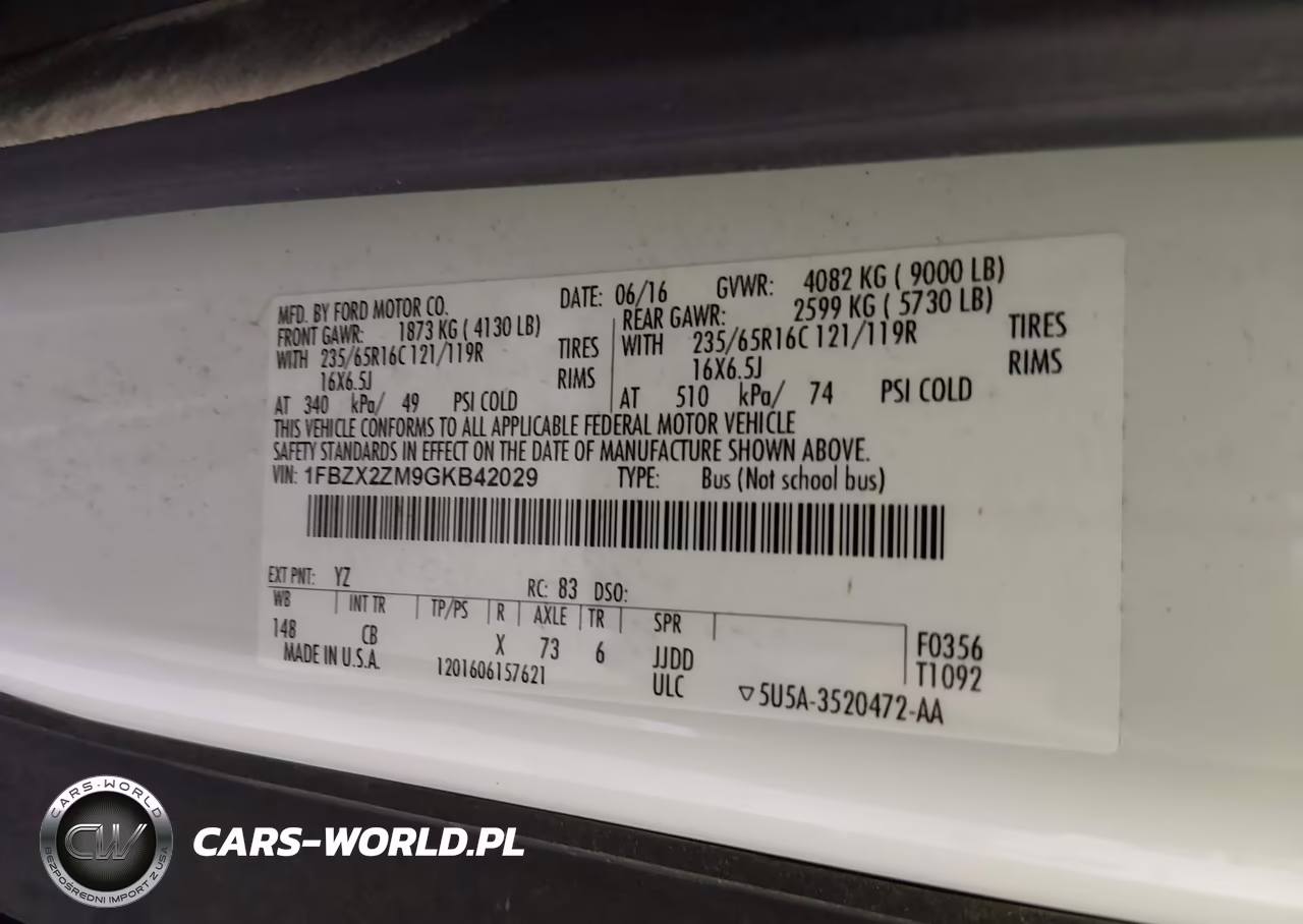 2016 Ford Transit-350 Xl VIN:1FBZX2ZM9GKB42029 - 7
