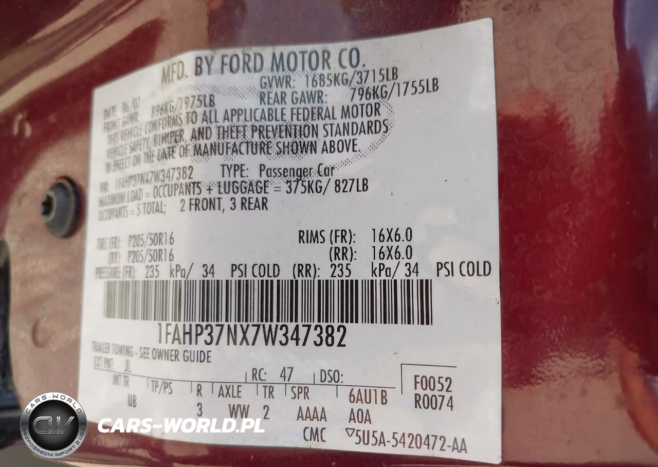 2007 Ford Focus S-Se-Ses VIN:1FAHP37NX7W347382 - 9