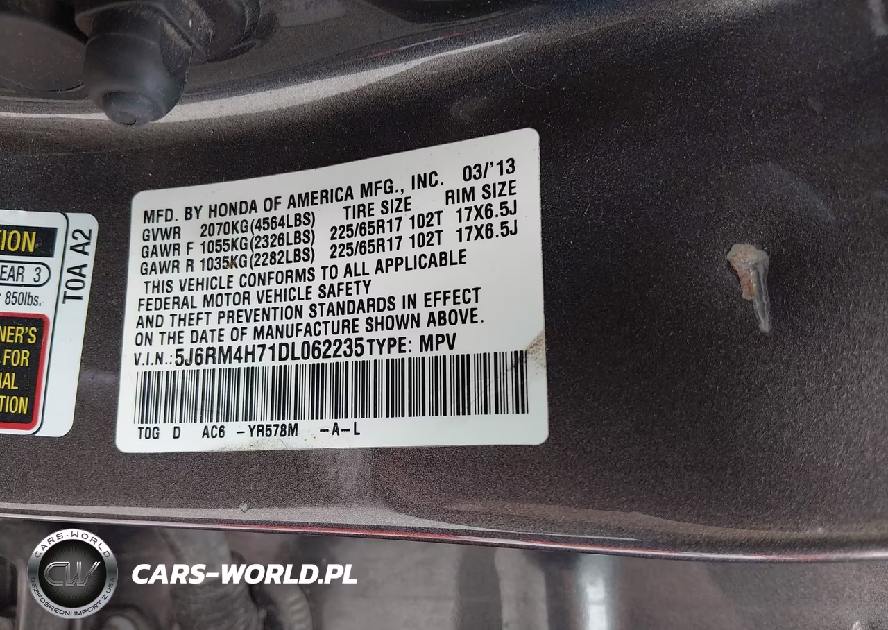 2013 Honda Cr-V Ex-L VIN:5J6RM4H71DL062235 - 9