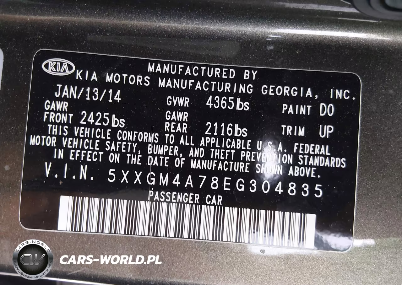 2014 Kia Optima Lx VIN:5XXGM4A78EG304835 - 9
