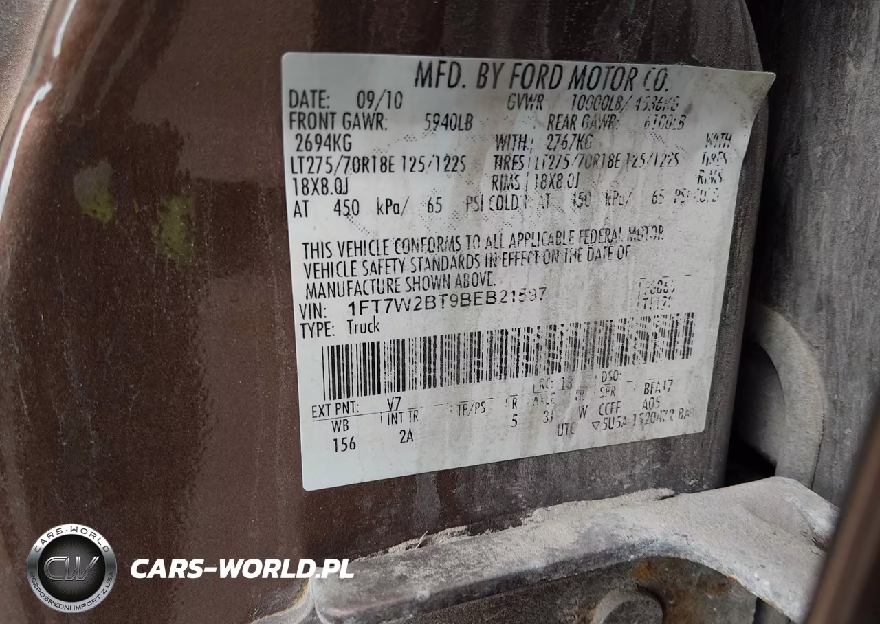 2011 Ford F-250 Xlt VIN:1FT7W2BT9BEB21597 - 9
