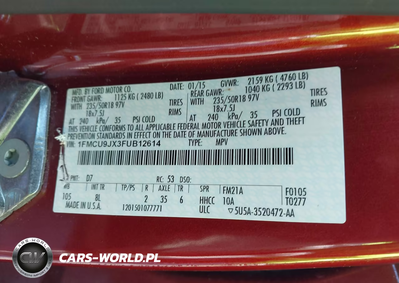 2015 Ford Escape Titanium VIN:1FMCU9JX3FUB12614 - 9