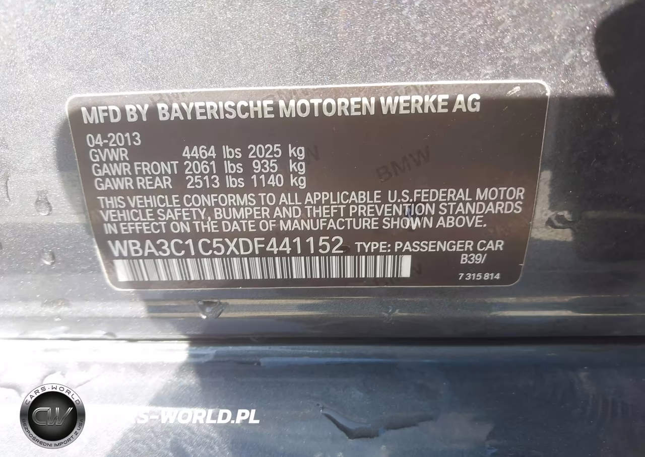 2013 BMW 328I VIN:WBA3C1C5XDF441152 - 9