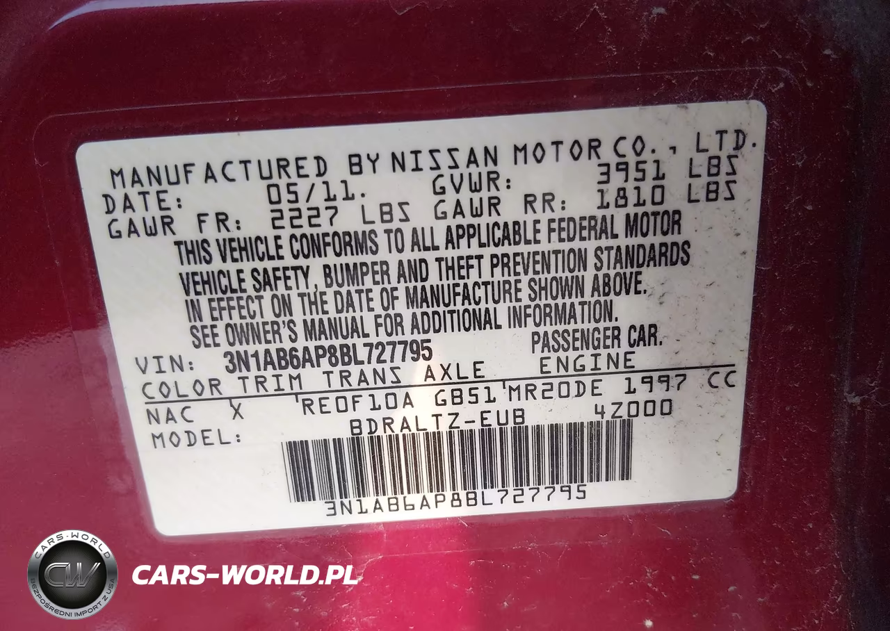 2011 Nissan Sentra 2.0S VIN:3N1AB6AP8BL727795 - 9