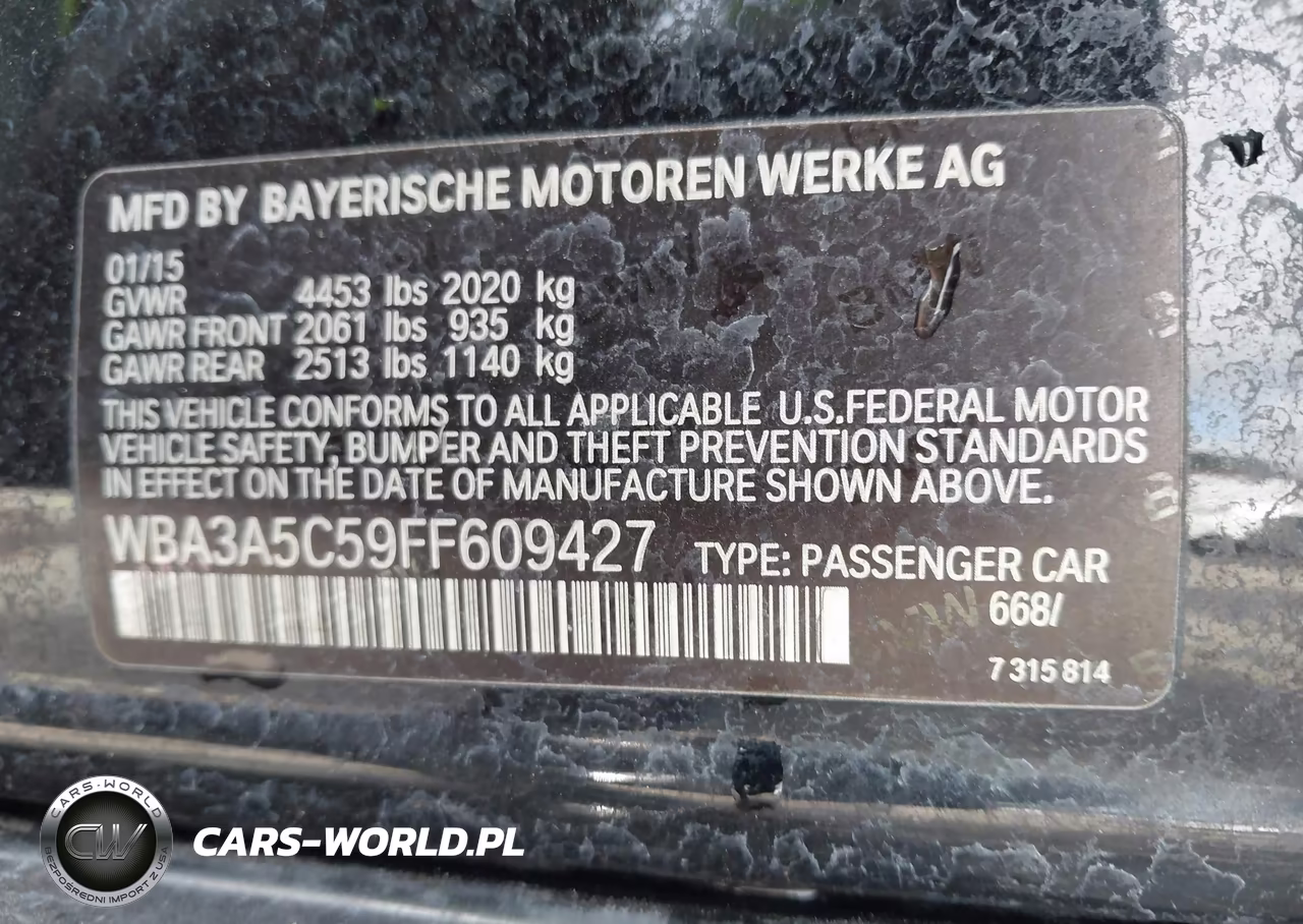 2015 BMW 328I VIN:WBA3A5C59FF609427 - 9