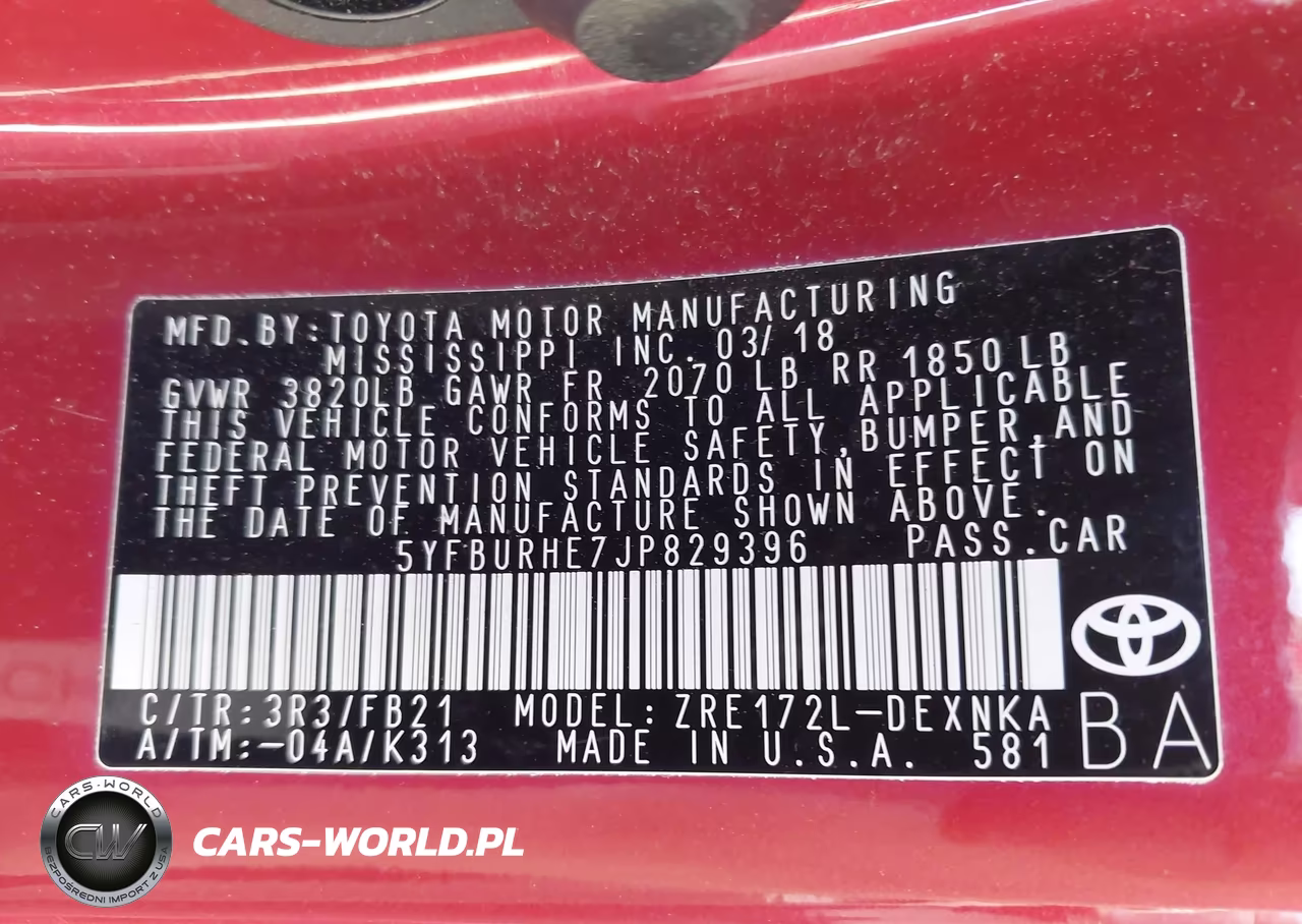 2018 Toyota Corolla Le VIN:5YFBURHE7JP829396 - 9