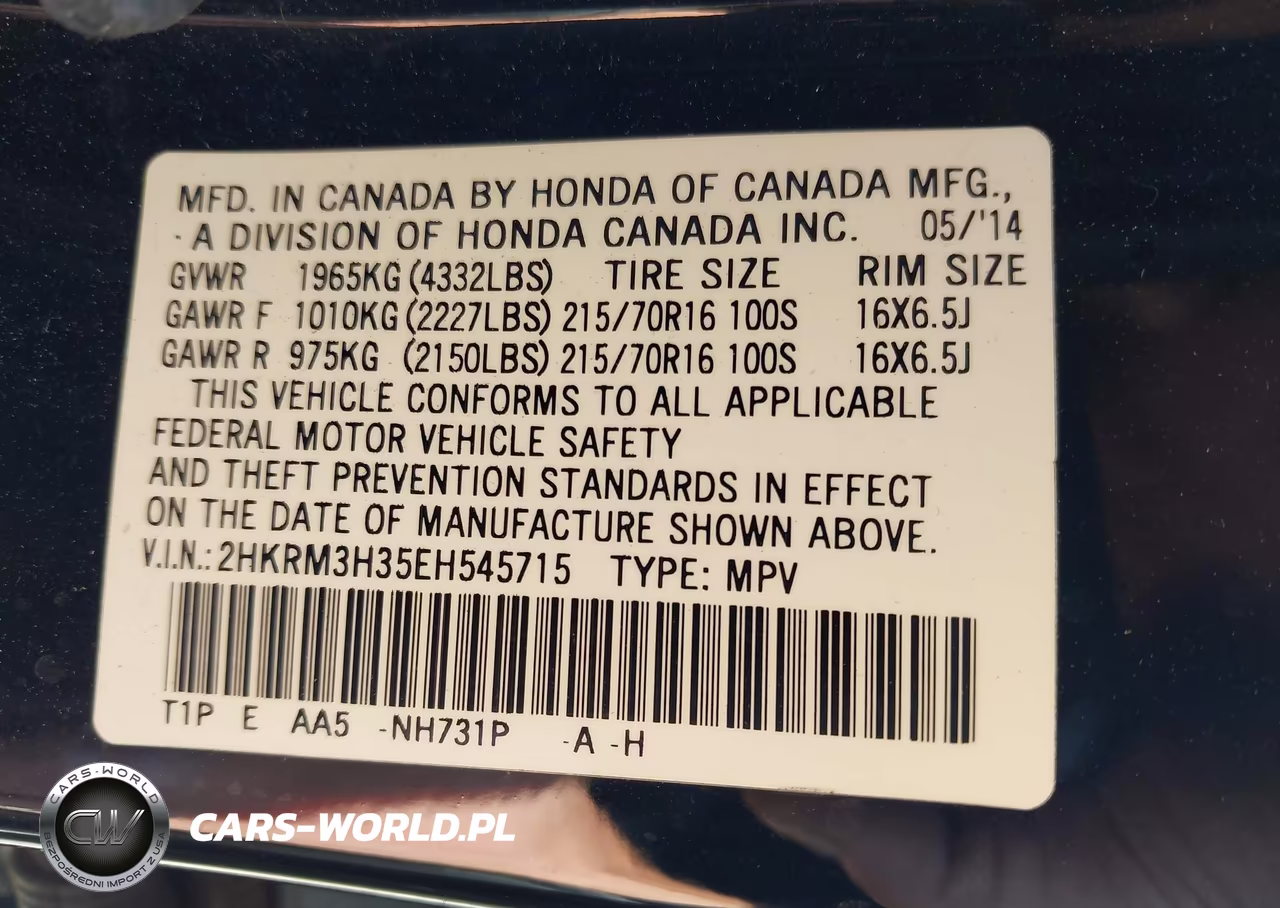 2014 Honda Cr-V Lx VIN:2HKRM3H35EH545715 - 9