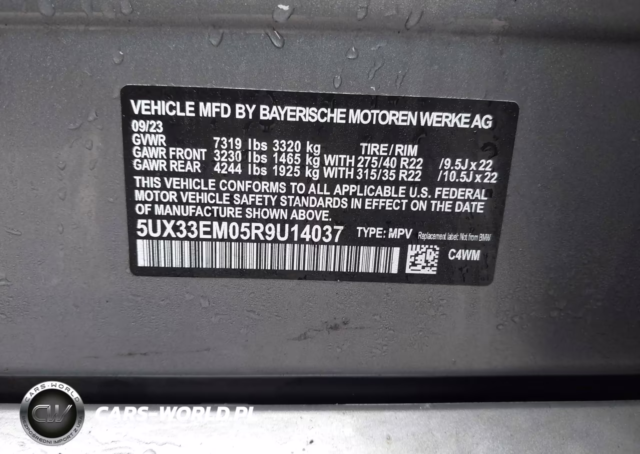 2024 BMW X7 M60I VIN:5UX33EM05R9U14037 - 9