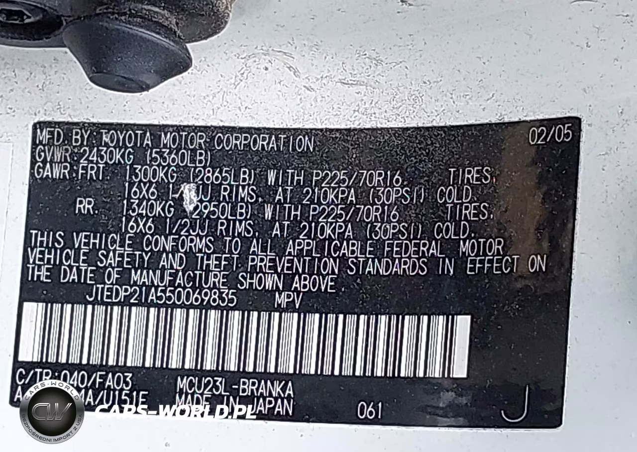 2005 Toyota Highlander V6 VIN:JTEDP21A550069835 - 9