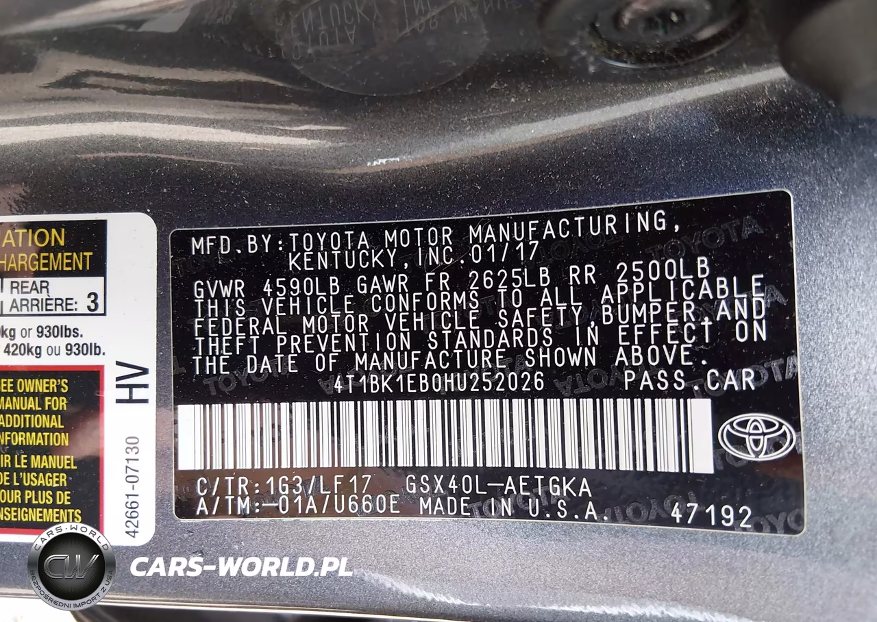 2017 Toyota Avalon Xle Premium VIN:4T1BK1EB0HU252026 - 9