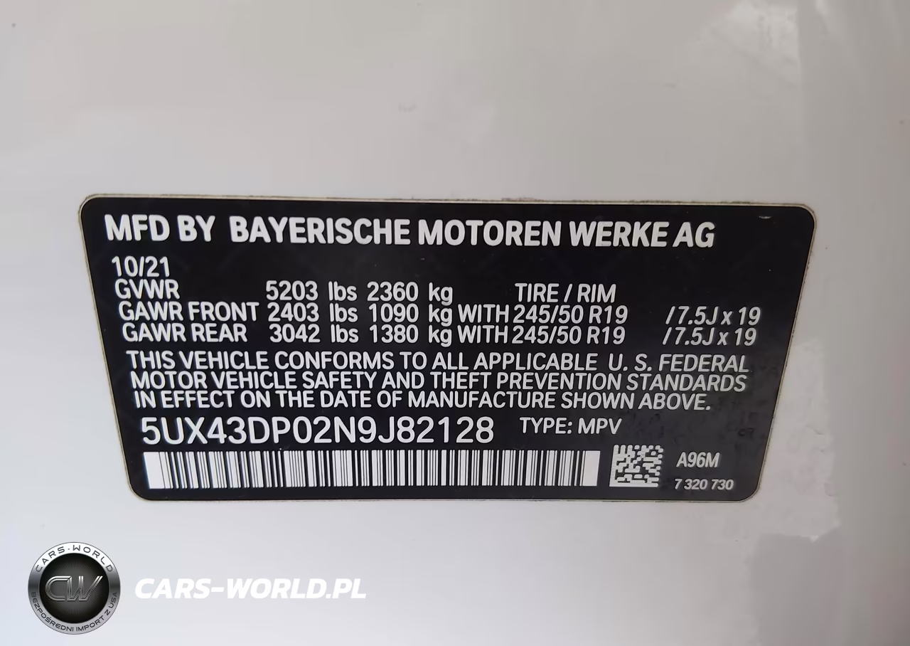 2022 BMW X3 Sdrive30I VIN:5UX43DP02N9J82128 - 9