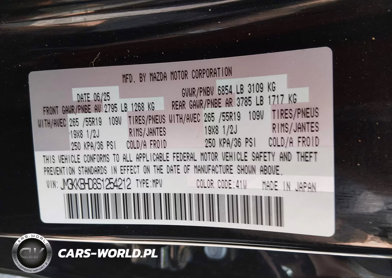 2025 Mazda Cx-90 3.3 Turbo Preferred Package VIN:JM3KKBHD8S1254212 - 9