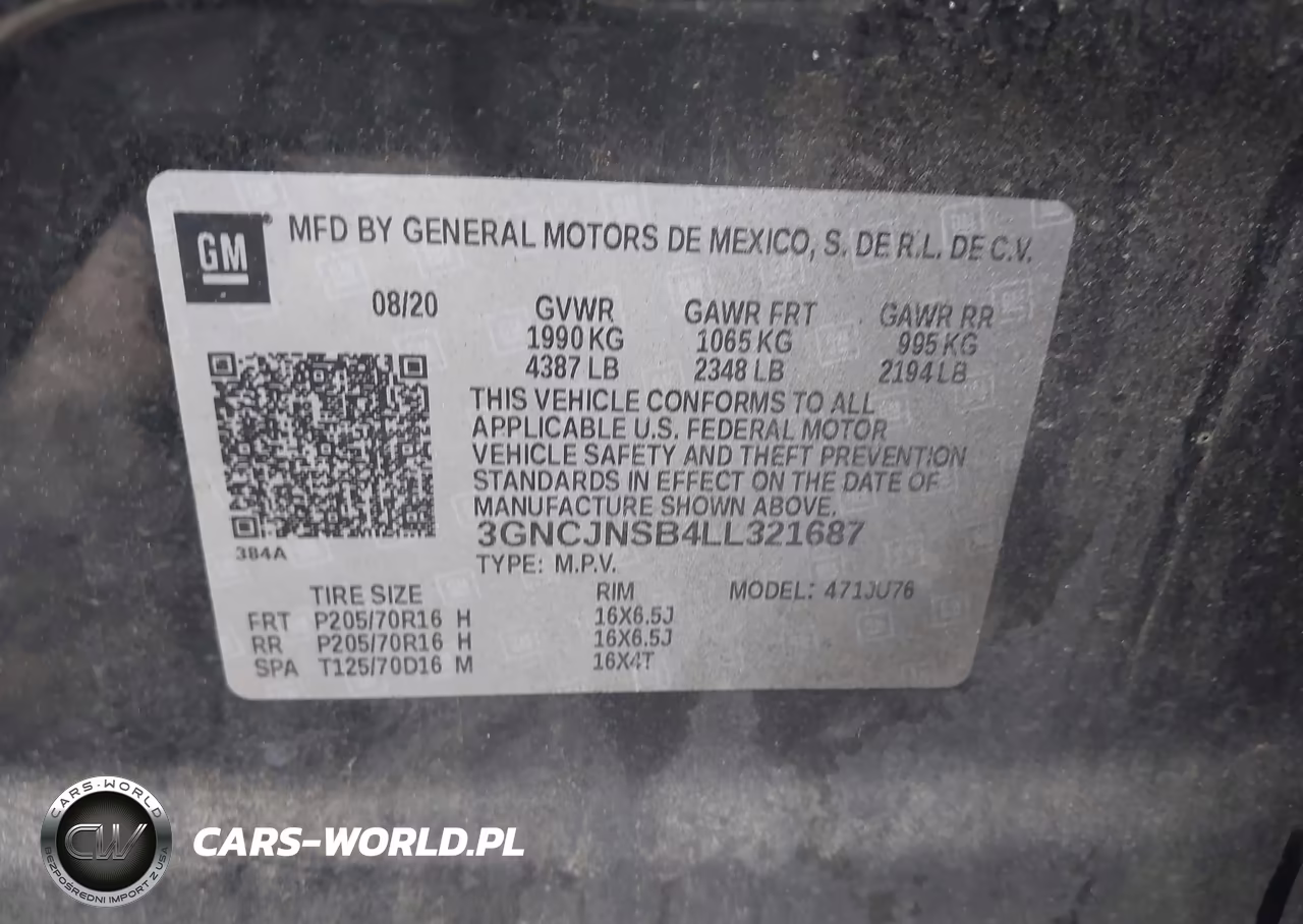 2020 Chevrolet Trax Awd Ls VIN:3GNCJNSB4LL321687 - 9