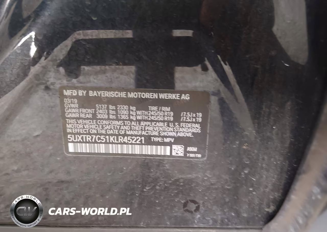 2019 BMW X3 Sdrive30I VIN:5UXTR7C51KLR45221 - 9