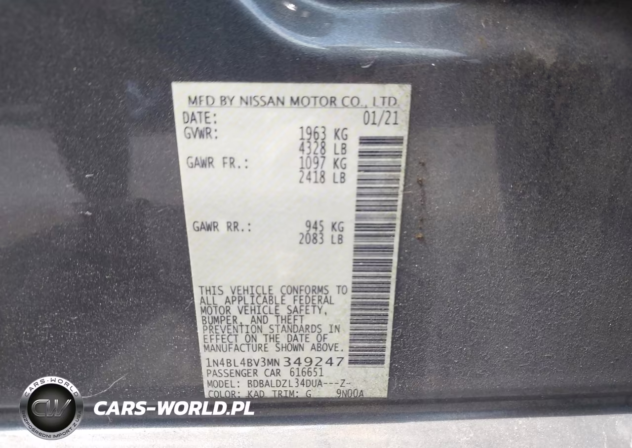 2021 Nissan Altima S VIN:1N4BL4BV3MN349247 - 9