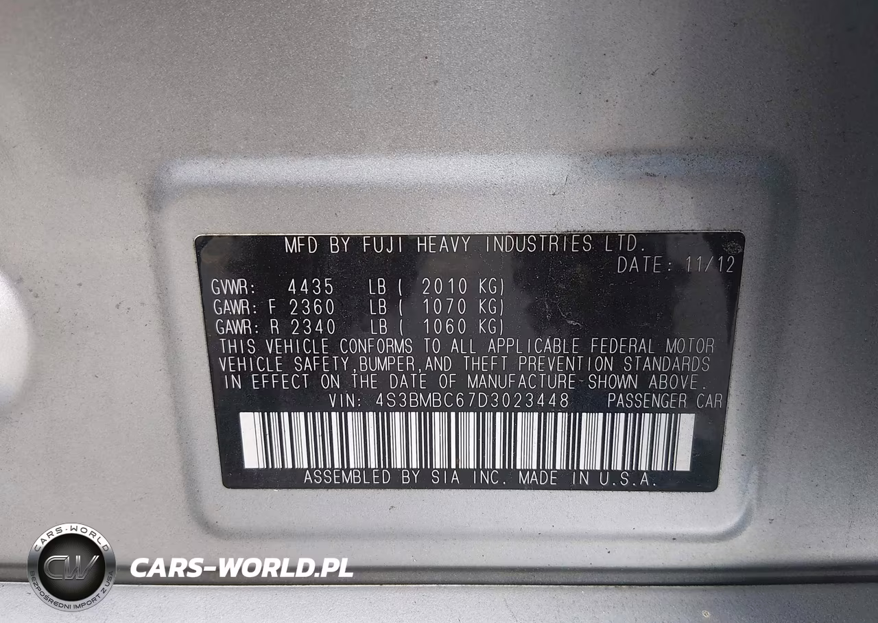 2013 Subaru Legacy 2.5I Premium VIN:4S3BMBC67D3023448 - 9