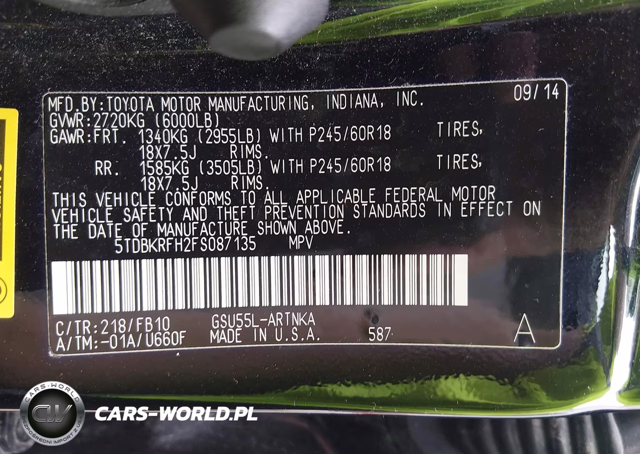 2015 Toyota Highlander Le V6 VIN:5TDBKRFH2FS087135 - 9