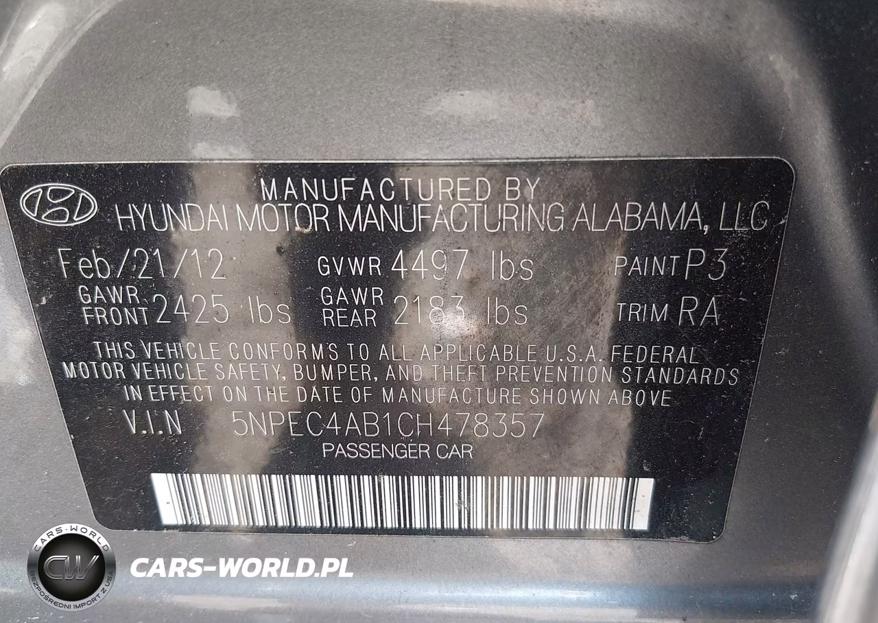2012 Hyundai Sonata Limited 2.0T VIN:5NPEC4AB1CH478357 - 9