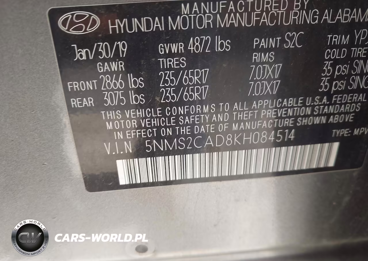 2019 Hyundai Santa Fe Se VIN:5NMS2CAD8KH084514 - 9