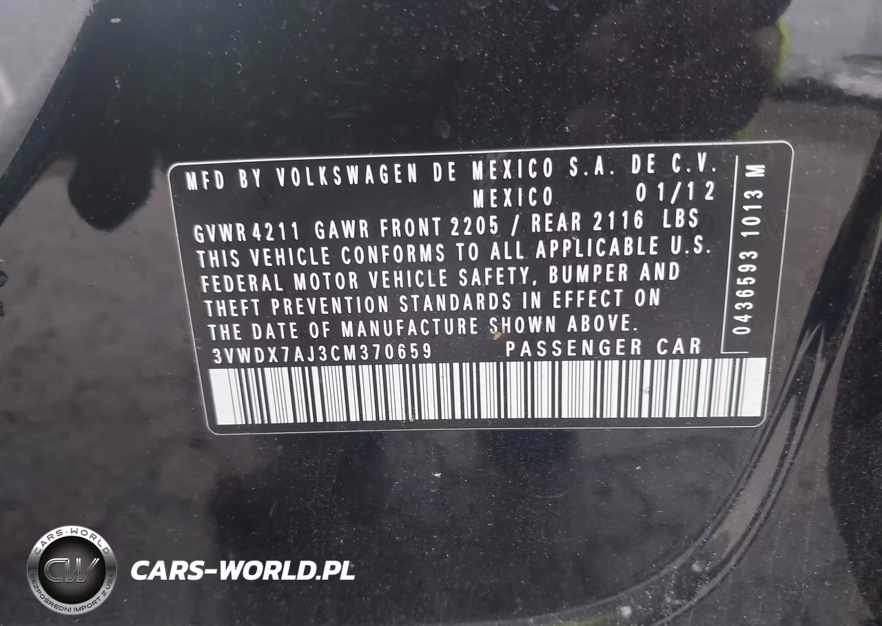 2012 Volkswagen Jetta 2.5L Se VIN:3VWDX7AJ3CM370659 - 9